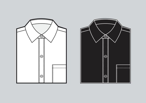 Men's blank folded shirt template. Two shirts set vector
