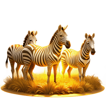 notable contemporary A group of zebras grazing in the African savanna, illuminated by the golden light of late afternoon, painted in an impressionistic style ultra HD png