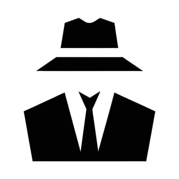 Silhouette Of Mysterious Man Wearing Suit And Hat Illustration vector