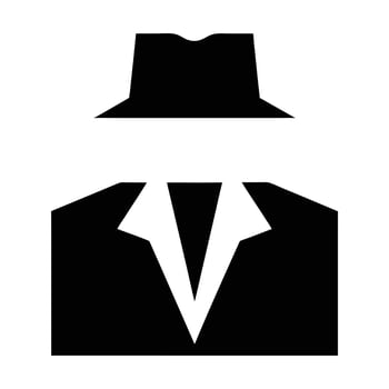 Anonymous Person Silhouette Wearing Hat And Suit Minimalist Graphic Representation vector