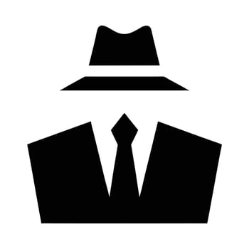 Anonymous Person Wearing Suit And Fedora Hat Silhouette Graphic Illustration vector