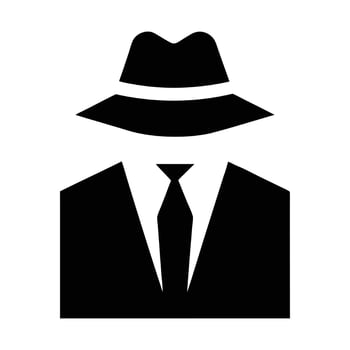 Mysterious Man Silhouette With Hat And Tie In Black And White vector