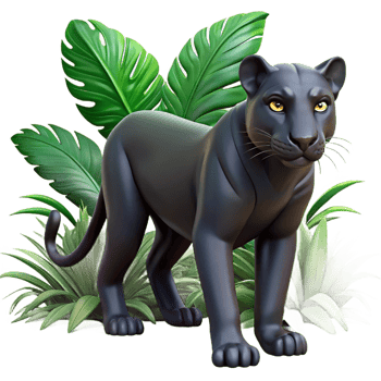 passionate immaculate A sleek black panther stalking through the jungle, realistic style, dappled sunlight, intense gaze flawless png