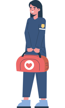 female paramedic character with first aid kit png