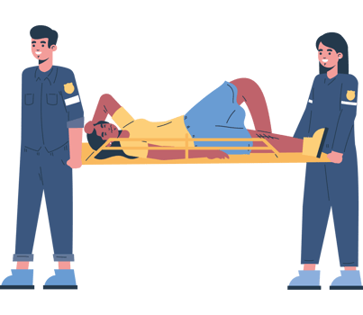 paramedics provide first aid to injured person on stretcher png