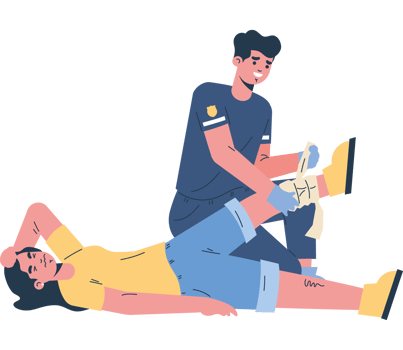 paramedic giving first aid to injured woman png
