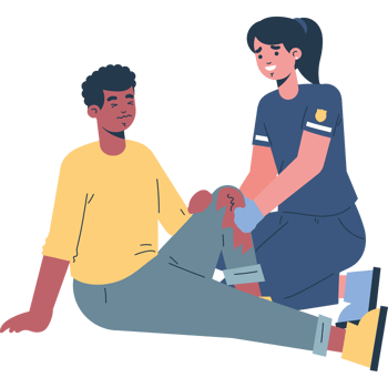 paramedic woman doing first aid to boy png
