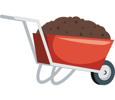 wheelbarrow loaded with soil for agriculture png