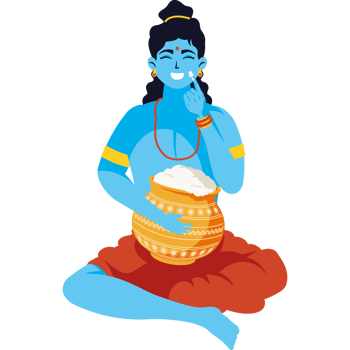 lord krishna with makhan cream png