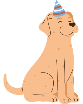 dog cartoon with party hat png