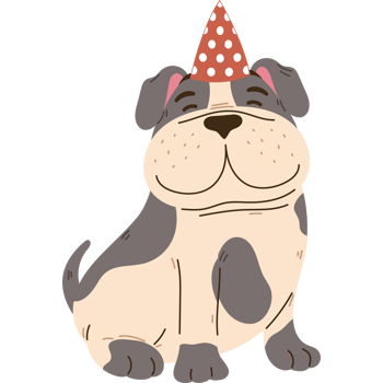 cute dog celebrating with hat png