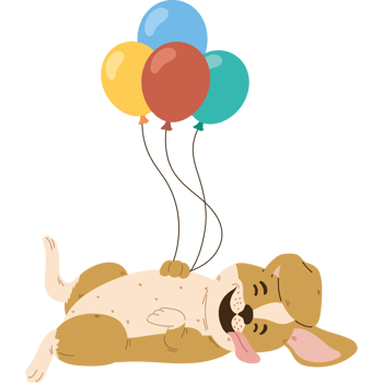 cute dog playing with balloons png
