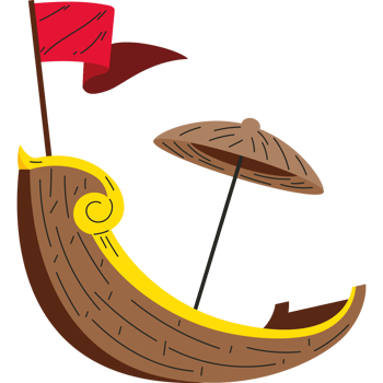 boat with umbrella for onam festival png