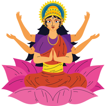 goddess durga on lotus flower png
