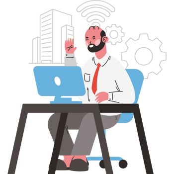 businessman in hybrid workplace png