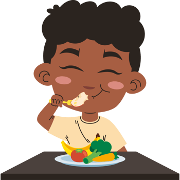 afro american boy eating vegan food png