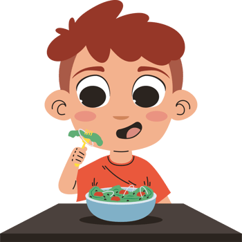 happy boy eating vegan food png