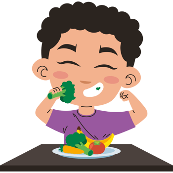 little boy eating vegan food png