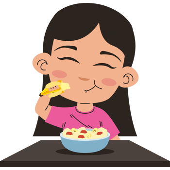 happy girl eating vegan food png