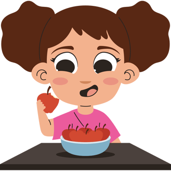 little girl eating vegan food png
