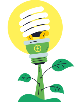 save energy electric lightbulb with green leaves png