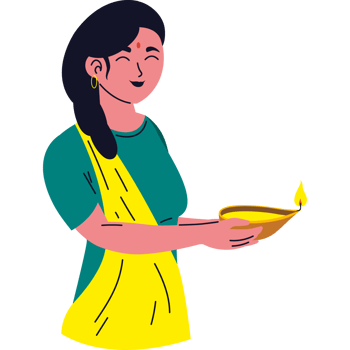 indian woman in diwali with diya png