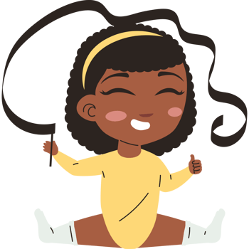 young gymnast girl with ribbon png