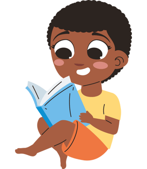 boy sitting reading a book png