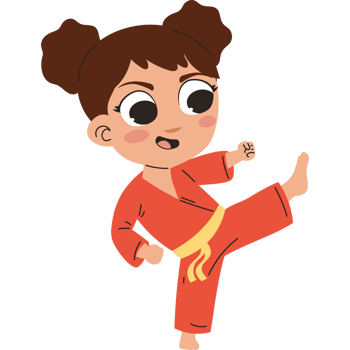 cartoon little girl practicing karate png