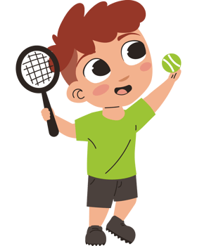 cute boy playing tennis png