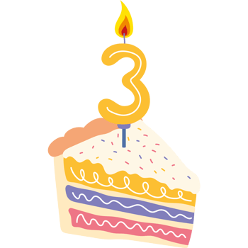 birthday cake candle number three png