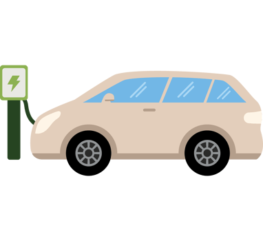 electric car with charging cable png