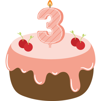 birthday cake with candle three png