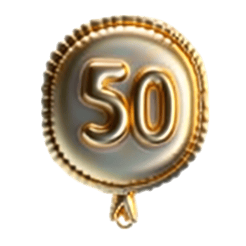 A Gold Number Fifty Balloon for a 50th Anniversary Celebration png