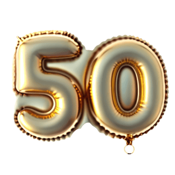Shiny Gold Number Fifty Balloons for a Jubilee Celebration png