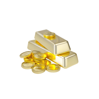 Gold bars and coins on a black background png