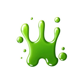 Bright Green Slime Blob Splash with Droplets on transparent Background Digital png