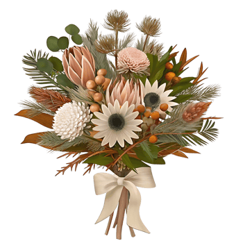 Elegant Autumnal Bouquet with Proteas and Dried Flowers png