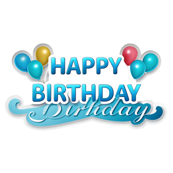 Happy Birthday Celebration with Blue and Gold Balloons Festive Design png