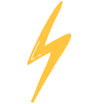Yellow Lightning Bolt Illustration in Simple Hand Drawn png