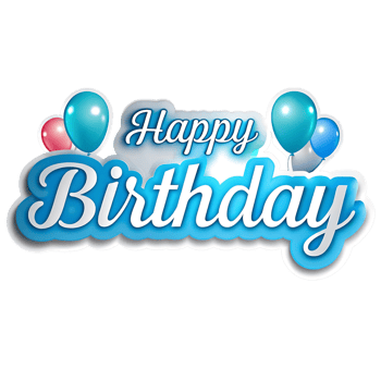 Happy Birthday Celebration with Blue and Pink Balloons Festive Design png