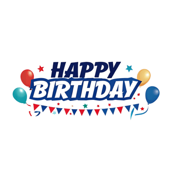 Happy Birthday Celebration with Balloons and Bunting Festive Design png