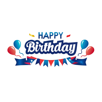 Happy Birthday Celebration with Balloons and Bunting Flags Festive Design png