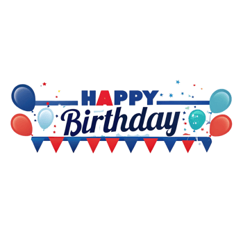 Happy Birthday Celebration with Balloons and Bunting Festive Party Design png