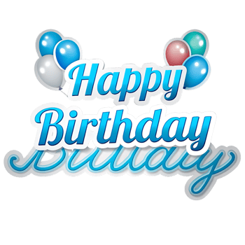 Happy Birthday Celebration with Blue and White Balloons Festive Design png