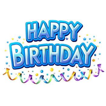 Happy Birthday Celebration with Colorful Ribbons and Confetti png