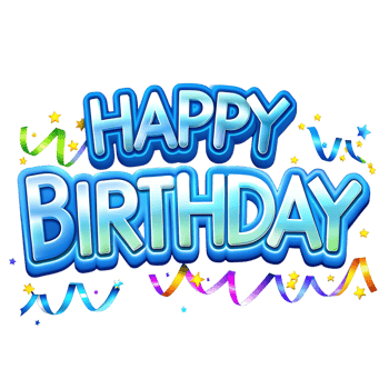 Happy Birthday Celebration with Colorful Ribbons and Stars png
