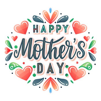 Happy Mothers Day Colorful Hearts Floral Design Festive Celebration Greeting Card png