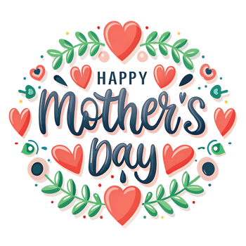 Happy Mothers Day lovely floral design with hearts png