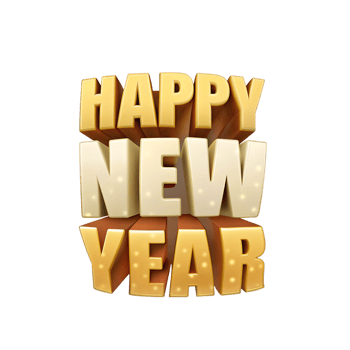 Happy New Year 3D Render Golden Text Celebration Holiday Wishes png